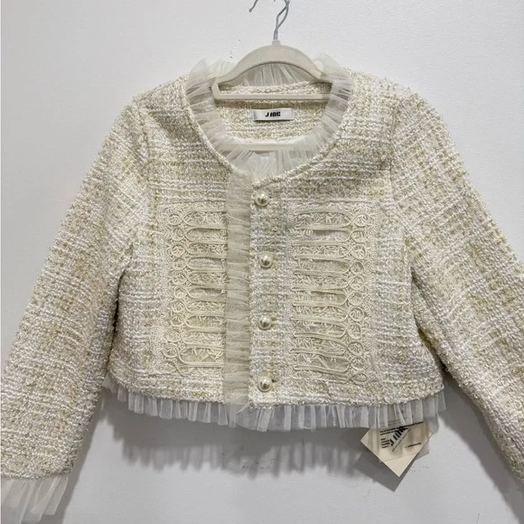 Cream Tweed Jacket with Ruffle Details - Picture 8 of 12